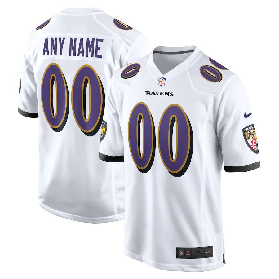 Men Baltimore Ravens Nike White Custom Game NFL Jersey->customized nfl jersey->Custom Jersey